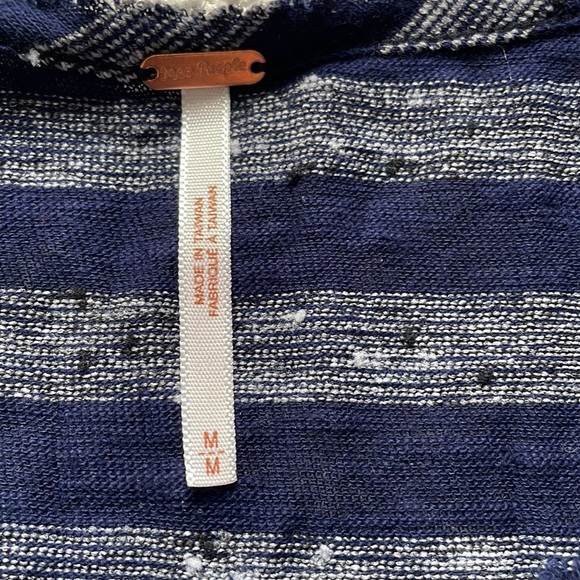 Free People Navy Blue Striped Peplum Tank Medium - Picture 4 of 6